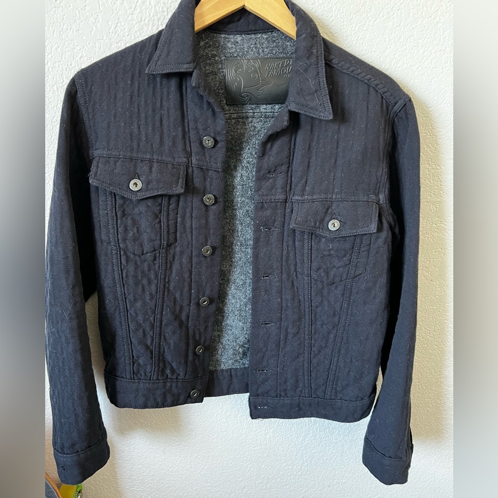 Naked and Famous quilted denim jacket, S, black.